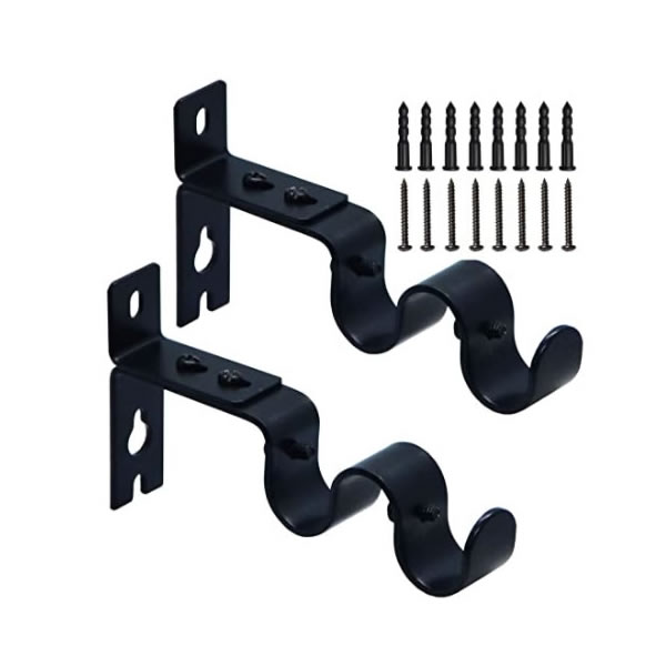 Black Easy Quick Hang Curtain Rod Brackets 5/8" rods