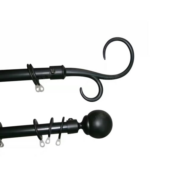 Black Double Hook Finial For 1 1/2