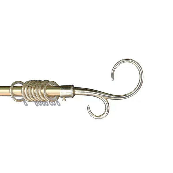 Gold Double Hook Finial For 1 1/2